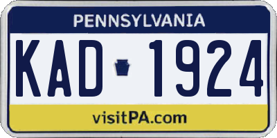 PA license plate KAD1924