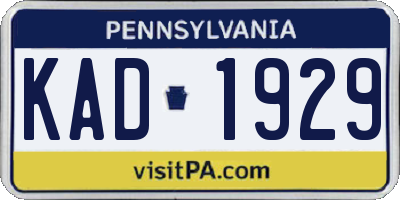 PA license plate KAD1929