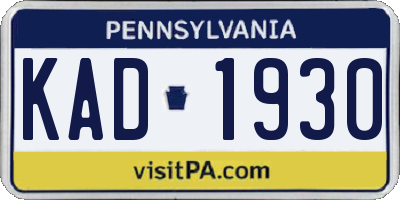 PA license plate KAD1930