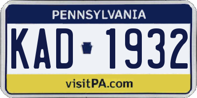 PA license plate KAD1932