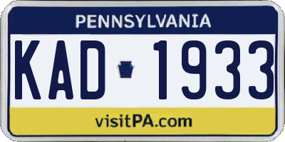 PA license plate KAD1933