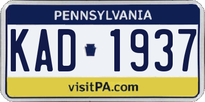 PA license plate KAD1937