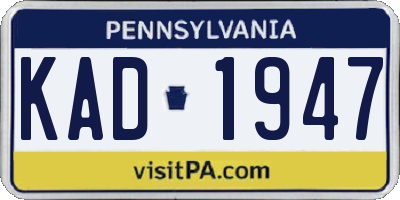 PA license plate KAD1947