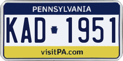 PA license plate KAD1951
