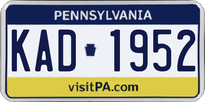 PA license plate KAD1952