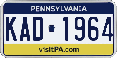 PA license plate KAD1964