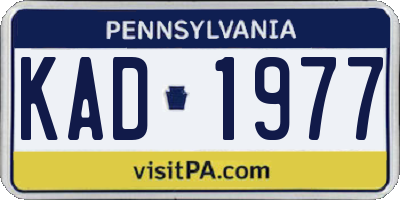 PA license plate KAD1977