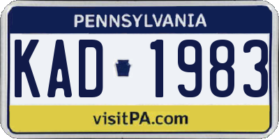 PA license plate KAD1983