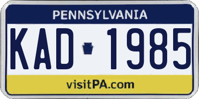 PA license plate KAD1985