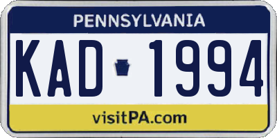 PA license plate KAD1994