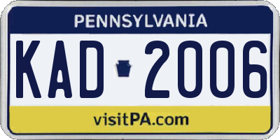 PA license plate KAD2006