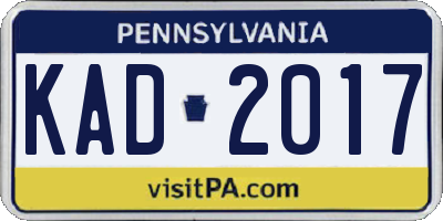 PA license plate KAD2017