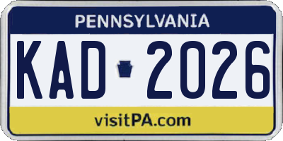 PA license plate KAD2026