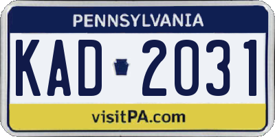 PA license plate KAD2031