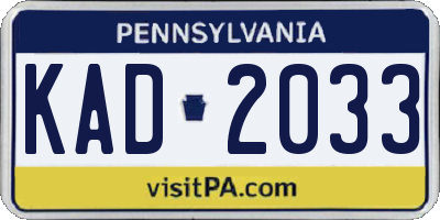 PA license plate KAD2033