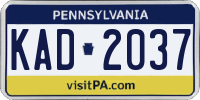 PA license plate KAD2037