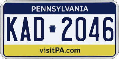 PA license plate KAD2046