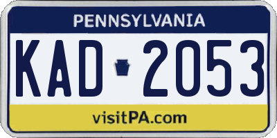PA license plate KAD2053
