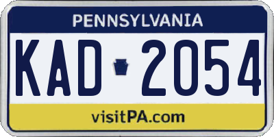 PA license plate KAD2054