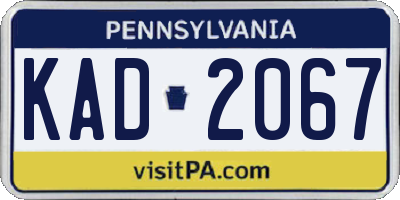 PA license plate KAD2067