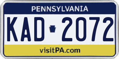 PA license plate KAD2072