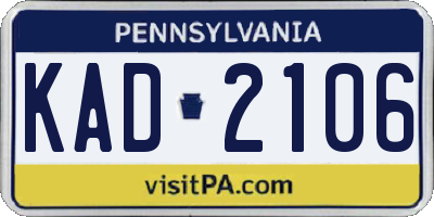 PA license plate KAD2106