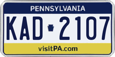 PA license plate KAD2107