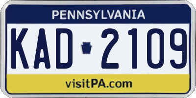 PA license plate KAD2109
