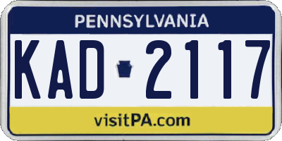 PA license plate KAD2117