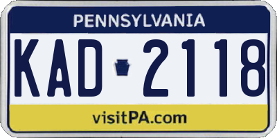 PA license plate KAD2118