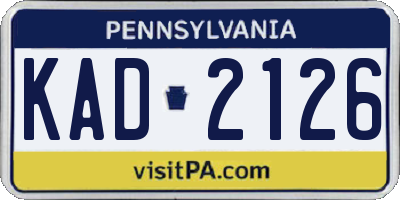 PA license plate KAD2126
