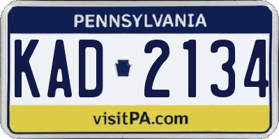 PA license plate KAD2134