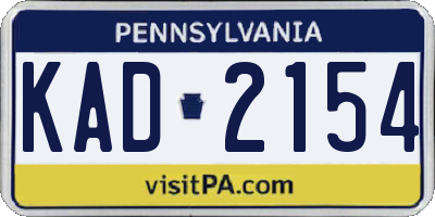 PA license plate KAD2154