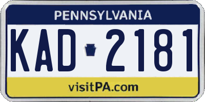 PA license plate KAD2181
