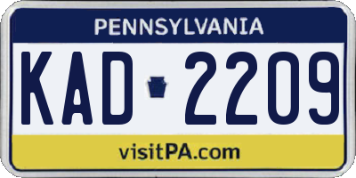 PA license plate KAD2209