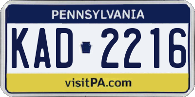 PA license plate KAD2216