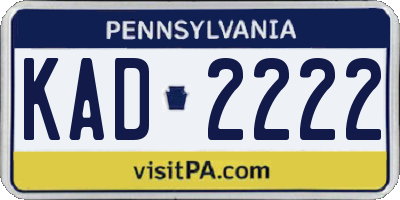 PA license plate KAD2222