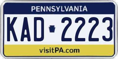 PA license plate KAD2223
