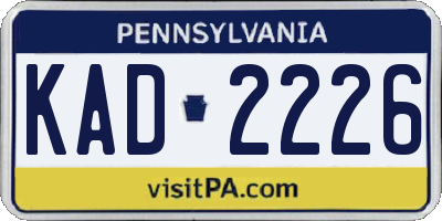 PA license plate KAD2226