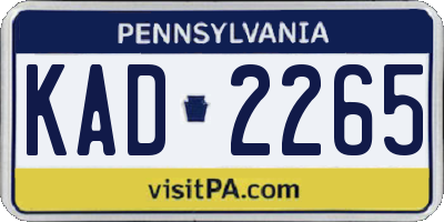 PA license plate KAD2265