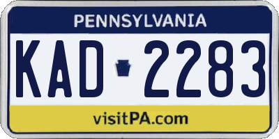 PA license plate KAD2283
