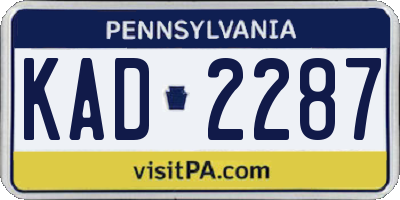 PA license plate KAD2287