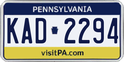 PA license plate KAD2294