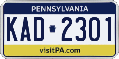 PA license plate KAD2301