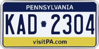 PA license plate KAD2304