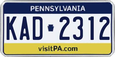 PA license plate KAD2312