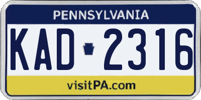 PA license plate KAD2316