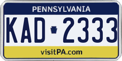 PA license plate KAD2333