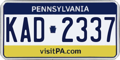 PA license plate KAD2337