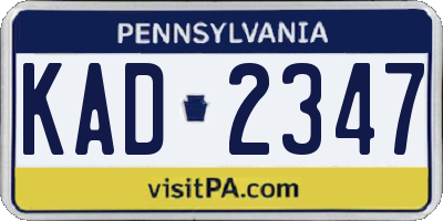 PA license plate KAD2347